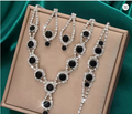 4pc Women Rhinestones Necklace Ring Earrings Bridal Wedding Party Jewelry Sets